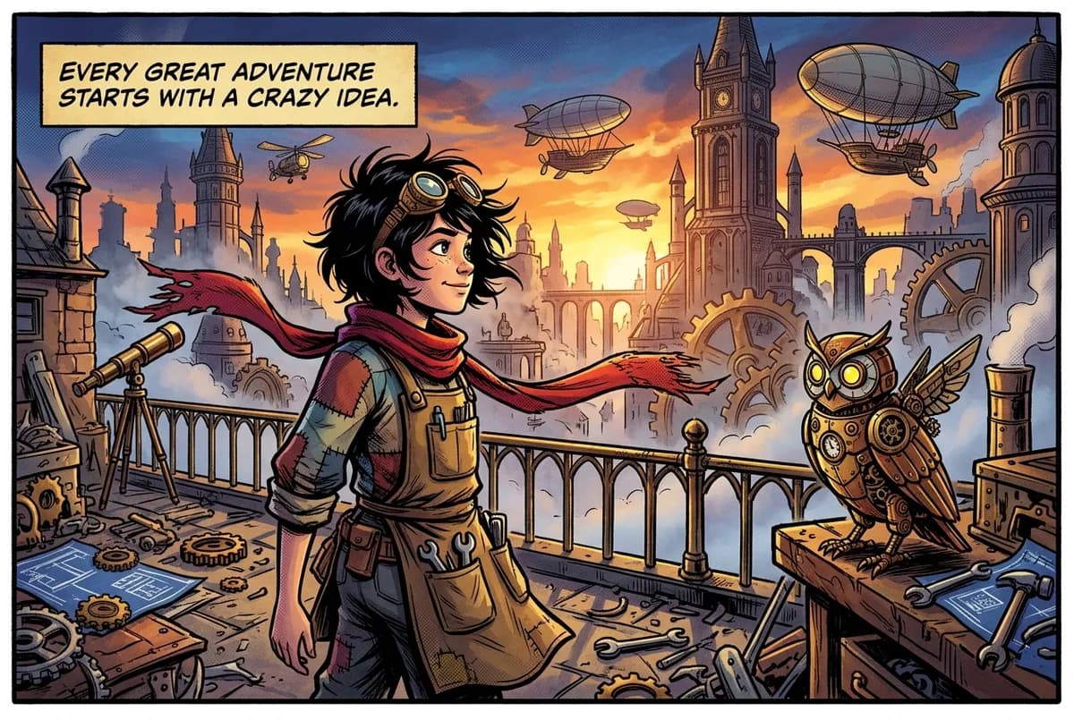 Adventure comic panel