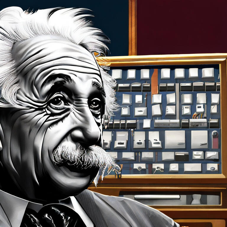 Albert Einstein The Renowned Physicist Sat At His Desk Deep In Thought.