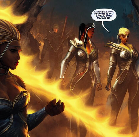 AS THEY CLOSED IN, STORM AND HER CREW COULD SEE THE GUARDS ON THE GOLDEN PHOENIX PREPARING FOR A FIGHT.